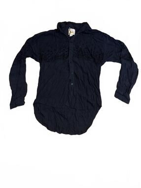 Vintage 90's Protest Black Rayon Long Sleeve Button-Up Shirt